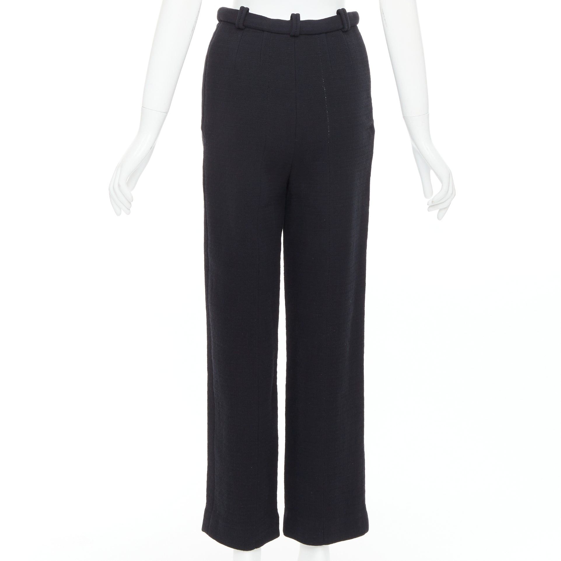 Chanel CHANEL black cotton blend 5 crystal button structured pants FR36 S Size 27" / US 4 / IT 40 - 5 Thumbnail