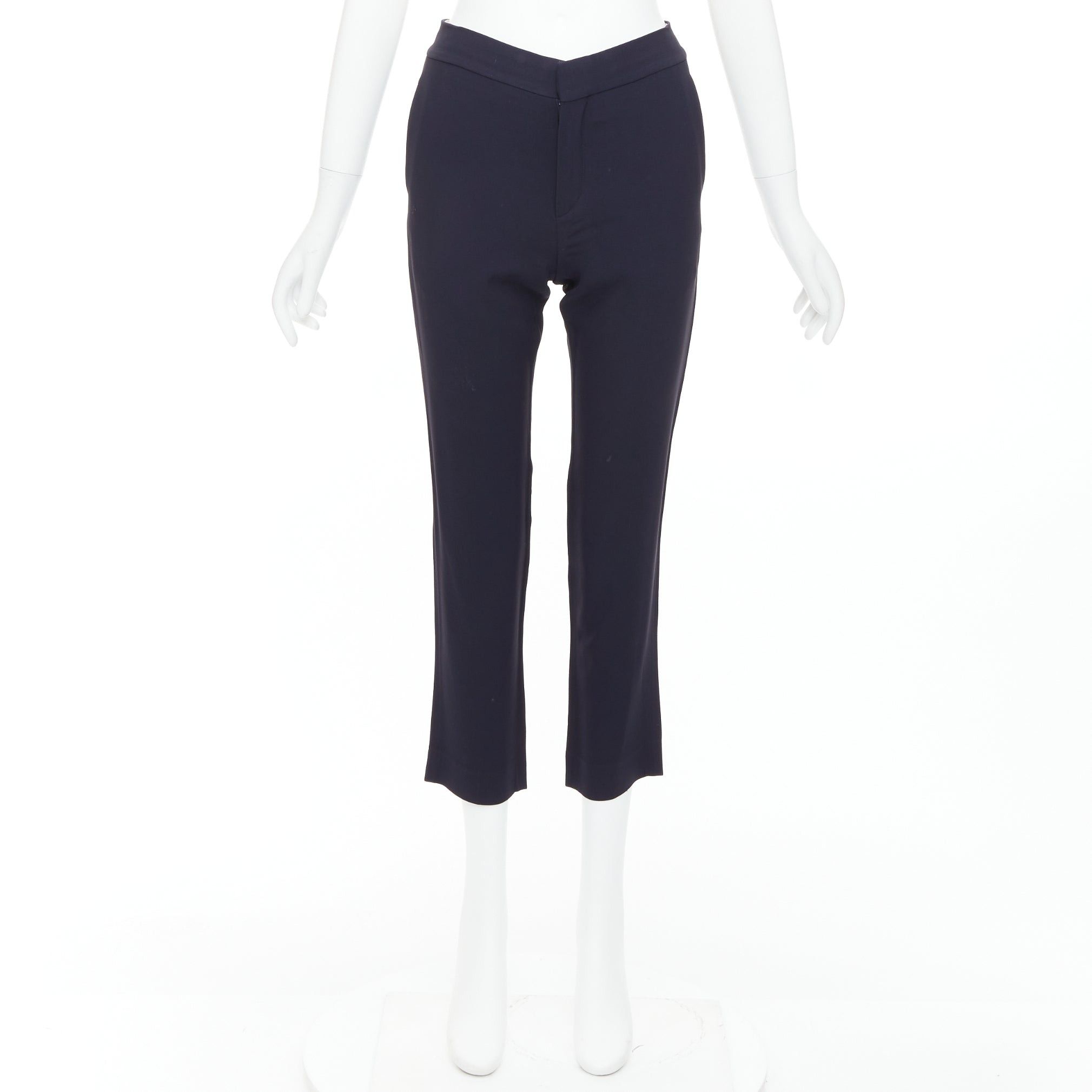 Chloe CHLOE navy concealed fly back darts tapered flare pants FR34 XS Size 26" / US 2 / IT 38 - 9 Thumbnail