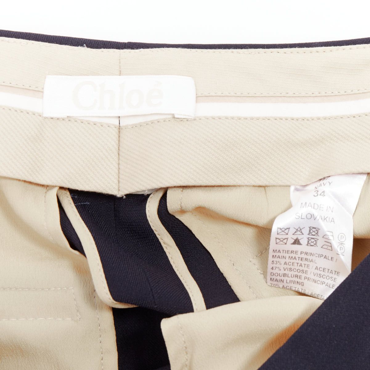 Chloe CHLOE navy concealed fly back darts tapered flare pants FR34 XS Size 26" / US 2 / IT 38 - 8 Thumbnail