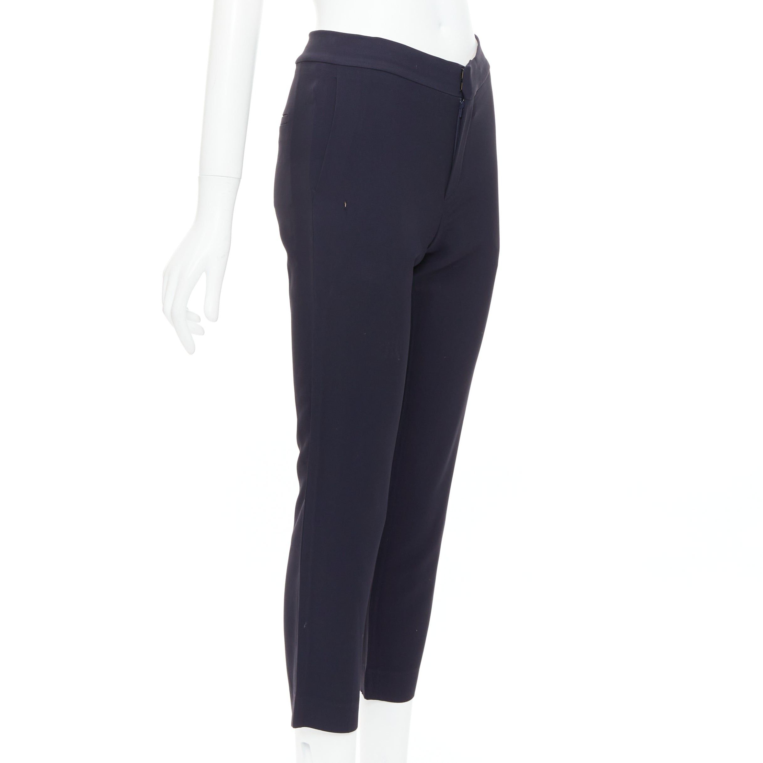Chloe CHLOE navy concealed fly back darts tapered flare pants FR34 XS Size 26" / US 2 / IT 38 - 3 Thumbnail