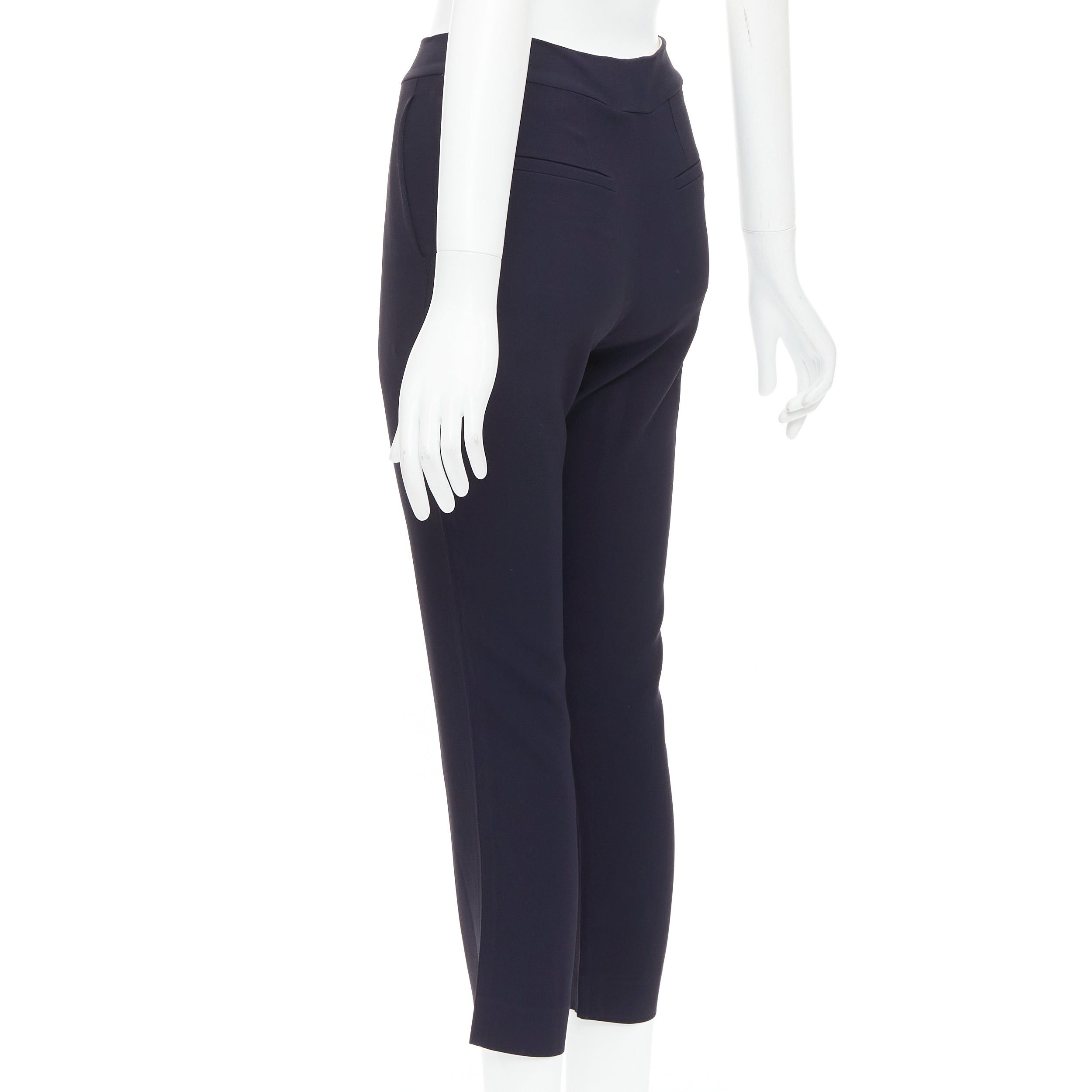 Chloe CHLOE navy concealed fly back darts tapered flare pants FR34 XS Size 26" / US 2 / IT 38 - 6 Thumbnail
