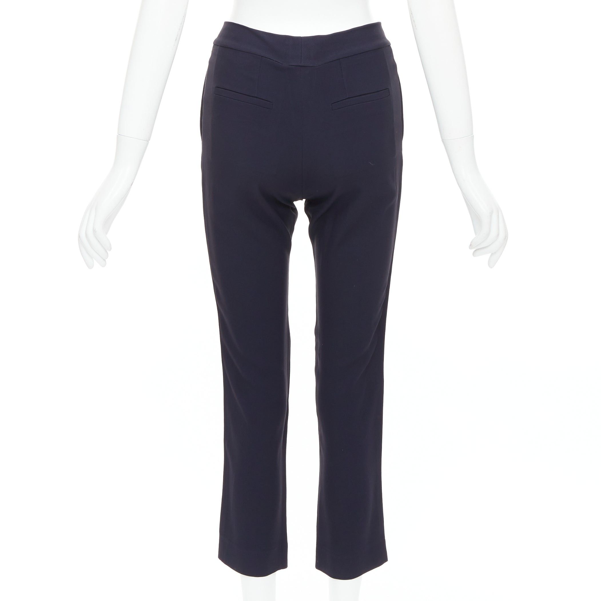 Chloe CHLOE navy concealed fly back darts tapered flare pants FR34 XS Size 26" / US 2 / IT 38 - 5 Thumbnail