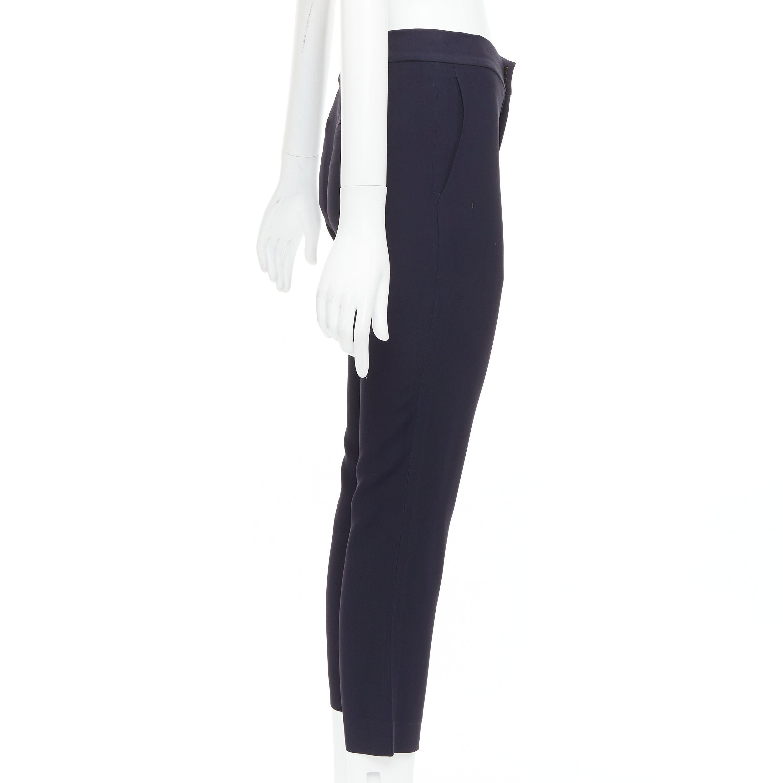 Chloe CHLOE navy concealed fly back darts tapered flare pants FR34 XS Size 26" / US 2 / IT 38 - 4 Thumbnail