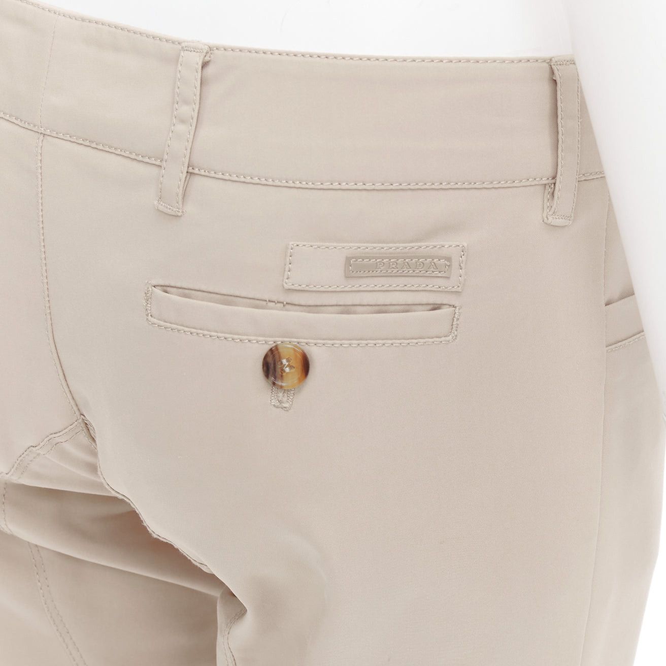Prada PRADA 2010 beige cotton blend low waist tapered pants IT40 S Size 27" / US 4 / IT 40 - 2 Thumbnail