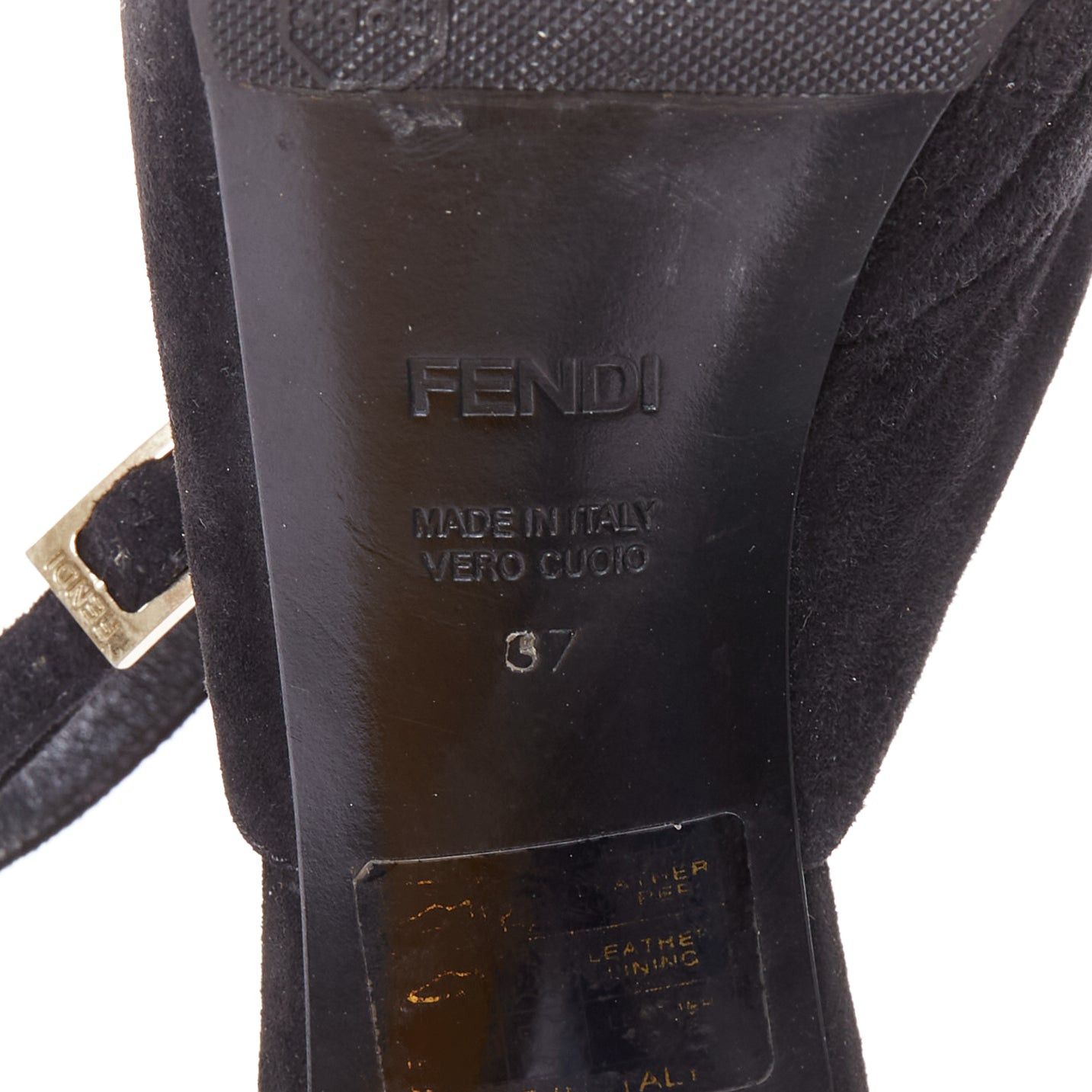 Fendi FENDI black suede gold buckle slingback peep toe pumps EU37 Size US 7 / IT 37 - 10 Thumbnail