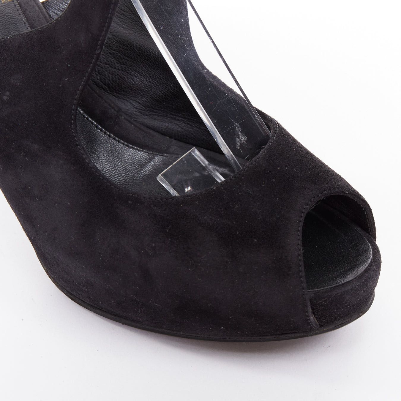 Fendi FENDI black suede gold buckle slingback peep toe pumps EU37 Size US 7 / IT 37 - 7 Thumbnail