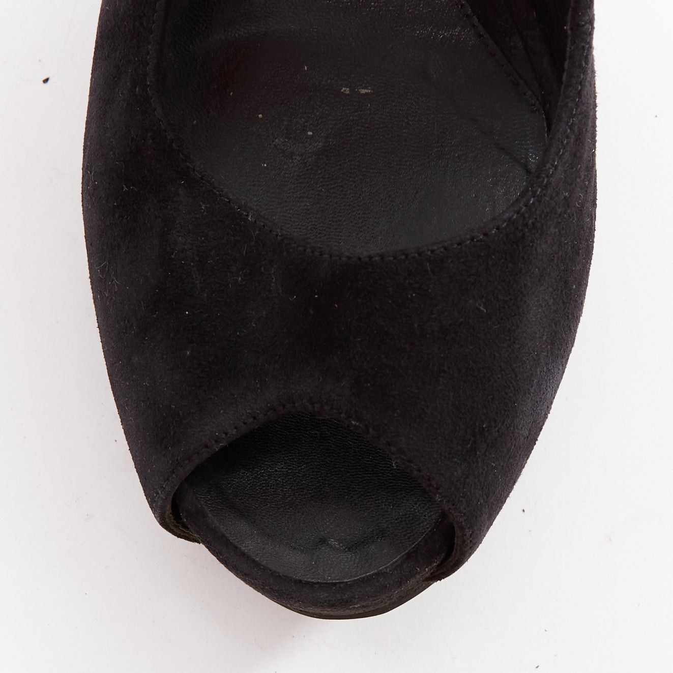 Fendi FENDI black suede gold buckle slingback peep toe pumps EU37 Size US 7 / IT 37 - 6 Thumbnail