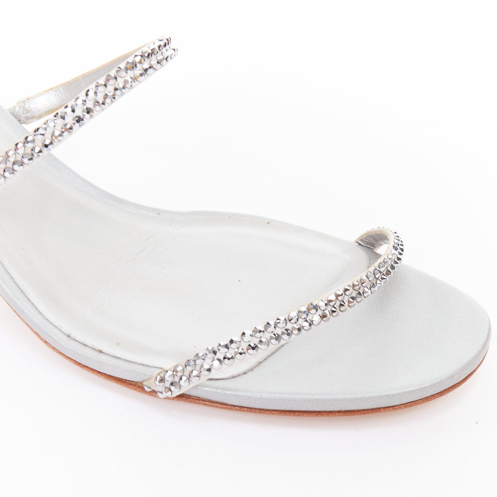 Rene Caovilla RENE CAOVILLA Cleo 45 silver strass crystal wrap around block heels EU37.5 Size US 7.5 / IT 37.5 - 7 Thumbnail