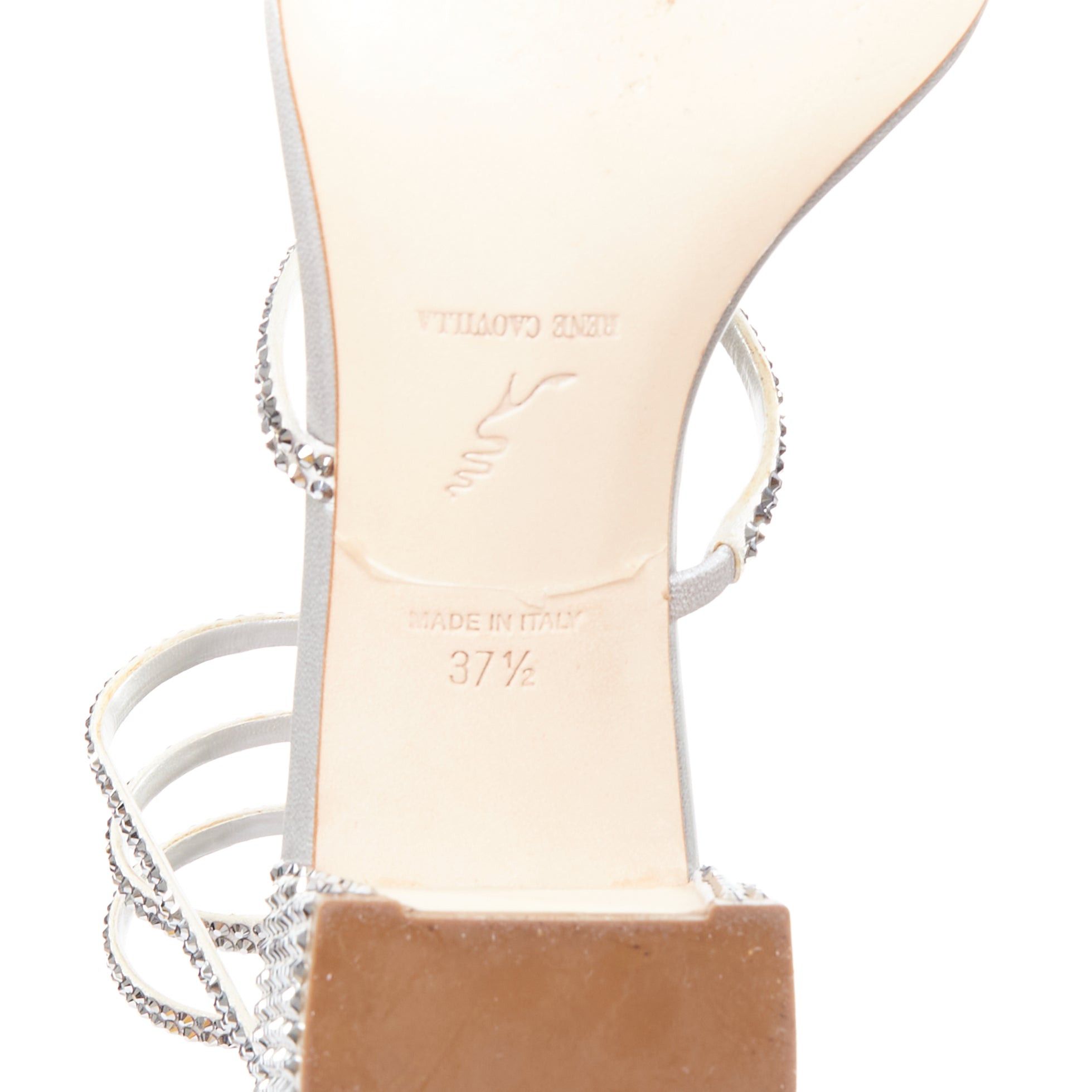 Rene Caovilla RENE CAOVILLA Cleo 45 silver strass crystal wrap around block heels EU37.5 Size US 7.5 / IT 37.5 - 10 Thumbnail