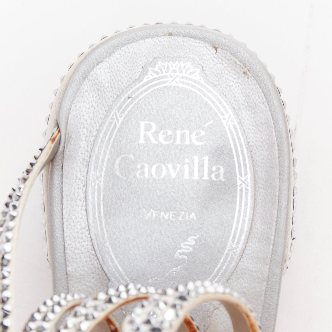 Rene Caovilla RENE CAOVILLA Cleo 45 silver strass crystal wrap around block heels EU37.5 Size US 7.5 / IT 37.5 - 9 Thumbnail