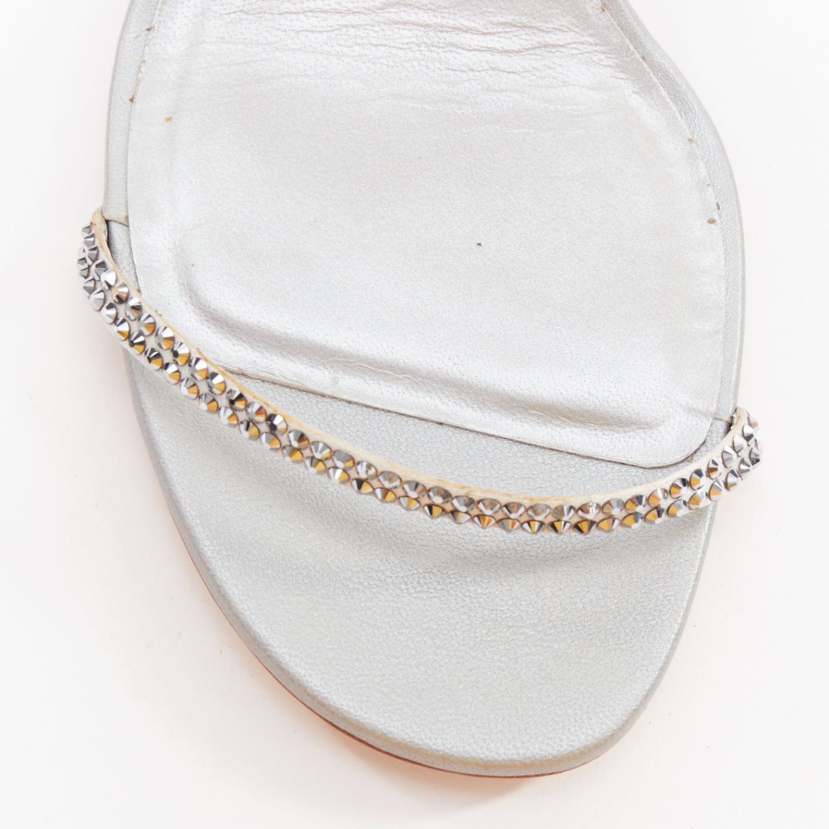 Rene Caovilla RENE CAOVILLA Cleo 45 silver strass crystal wrap around block heels EU37.5 Size US 7.5 / IT 37.5 - 6 Thumbnail