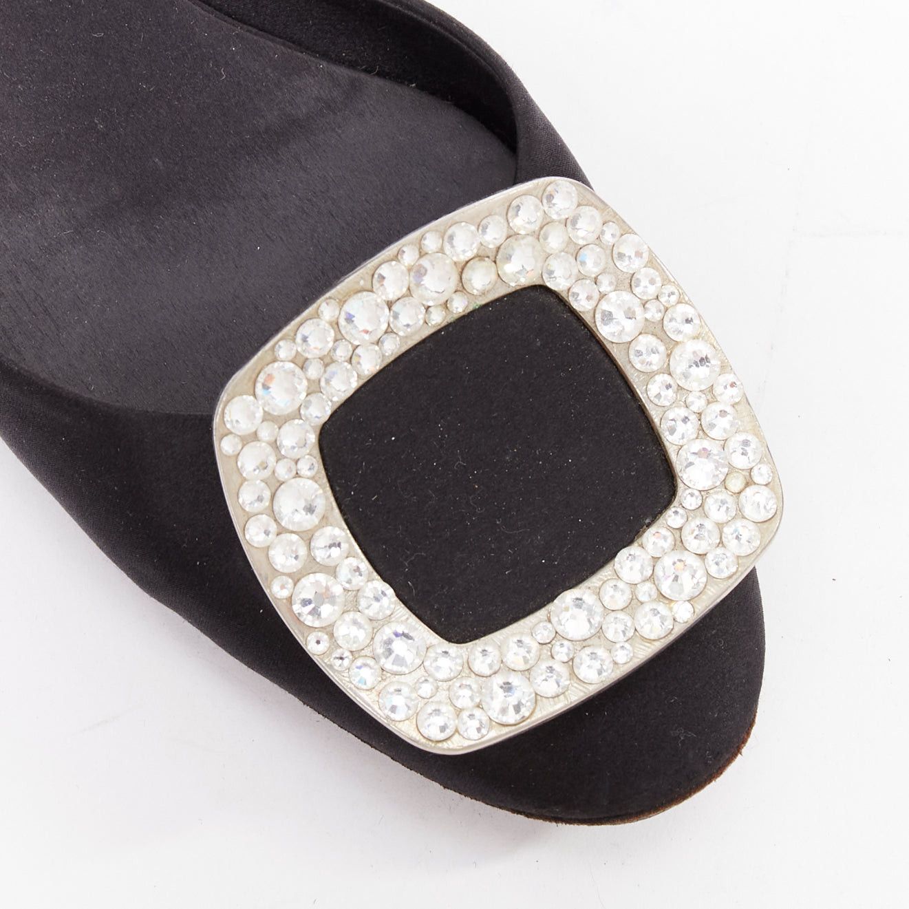 Roger Vivier ROGER VIVIER Chips Strass black satin crystal buckle dorsay flats EU35 Size US 5 / IT 35 - 7 Thumbnail