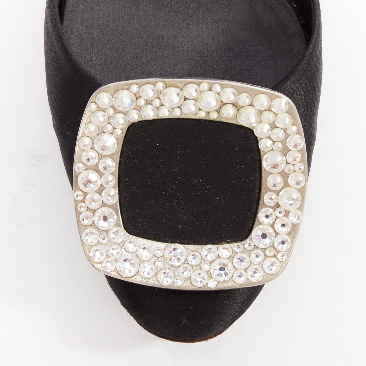 Roger Vivier ROGER VIVIER Chips Strass black satin crystal buckle dorsay flats EU35 Size US 5 / IT 35 - 6 Thumbnail
