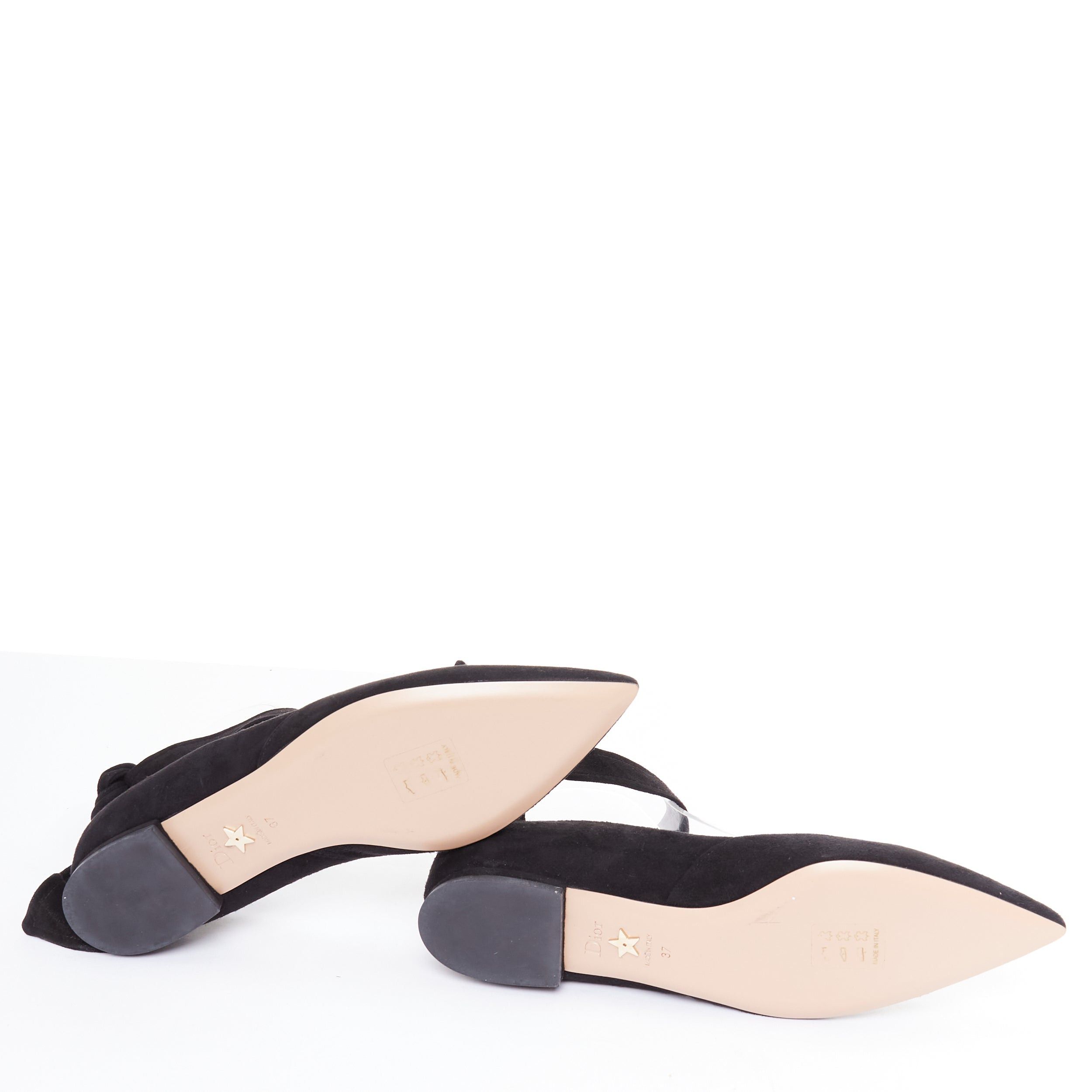 Dior CHRISTIAN DIOR La Belle D black suede ankle bow ballerina flats EU37 Size US 7 / IT 37 - 11 Thumbnail