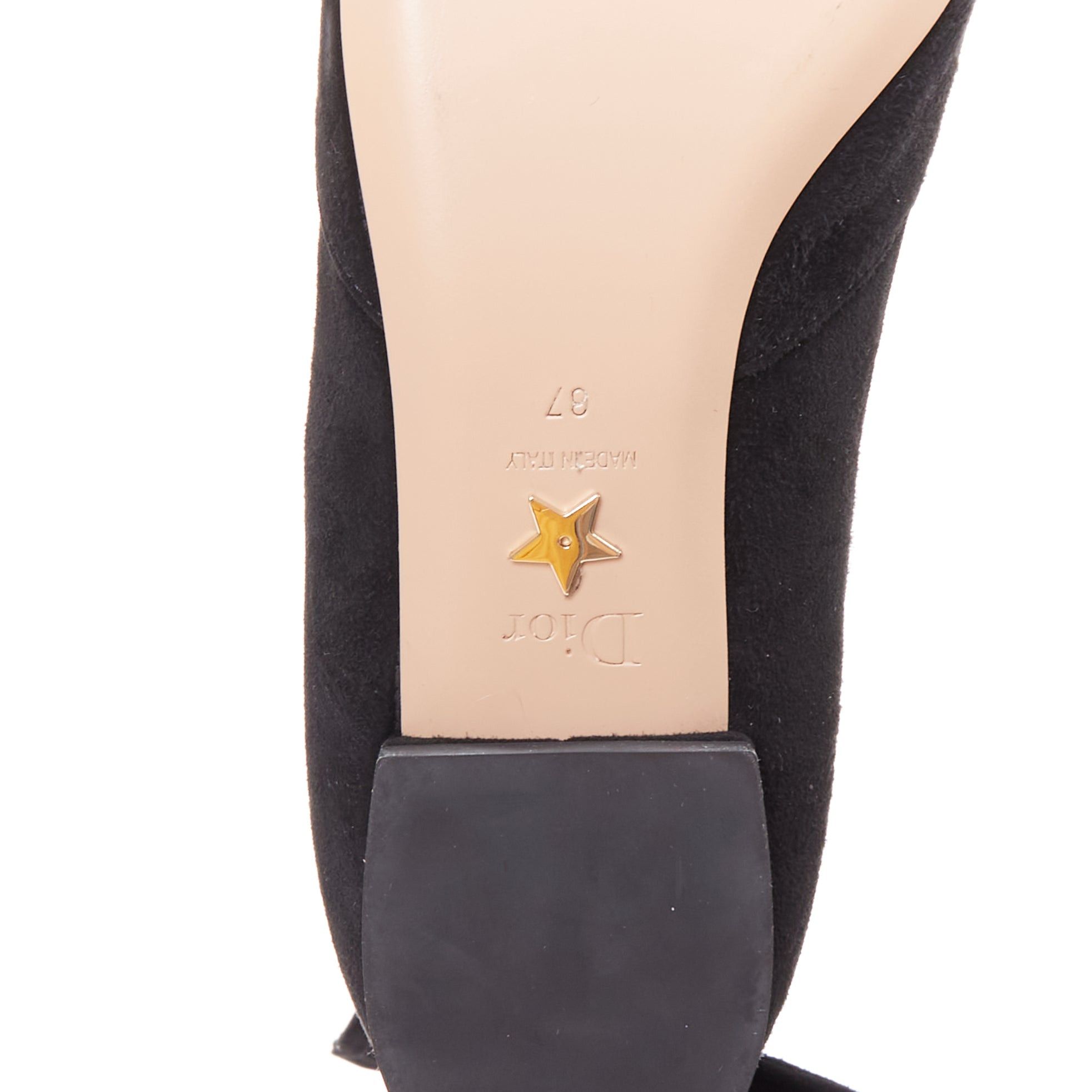 Dior CHRISTIAN DIOR La Belle D black suede ankle bow ballerina flats EU37 Size US 7 / IT 37 - 10 Thumbnail