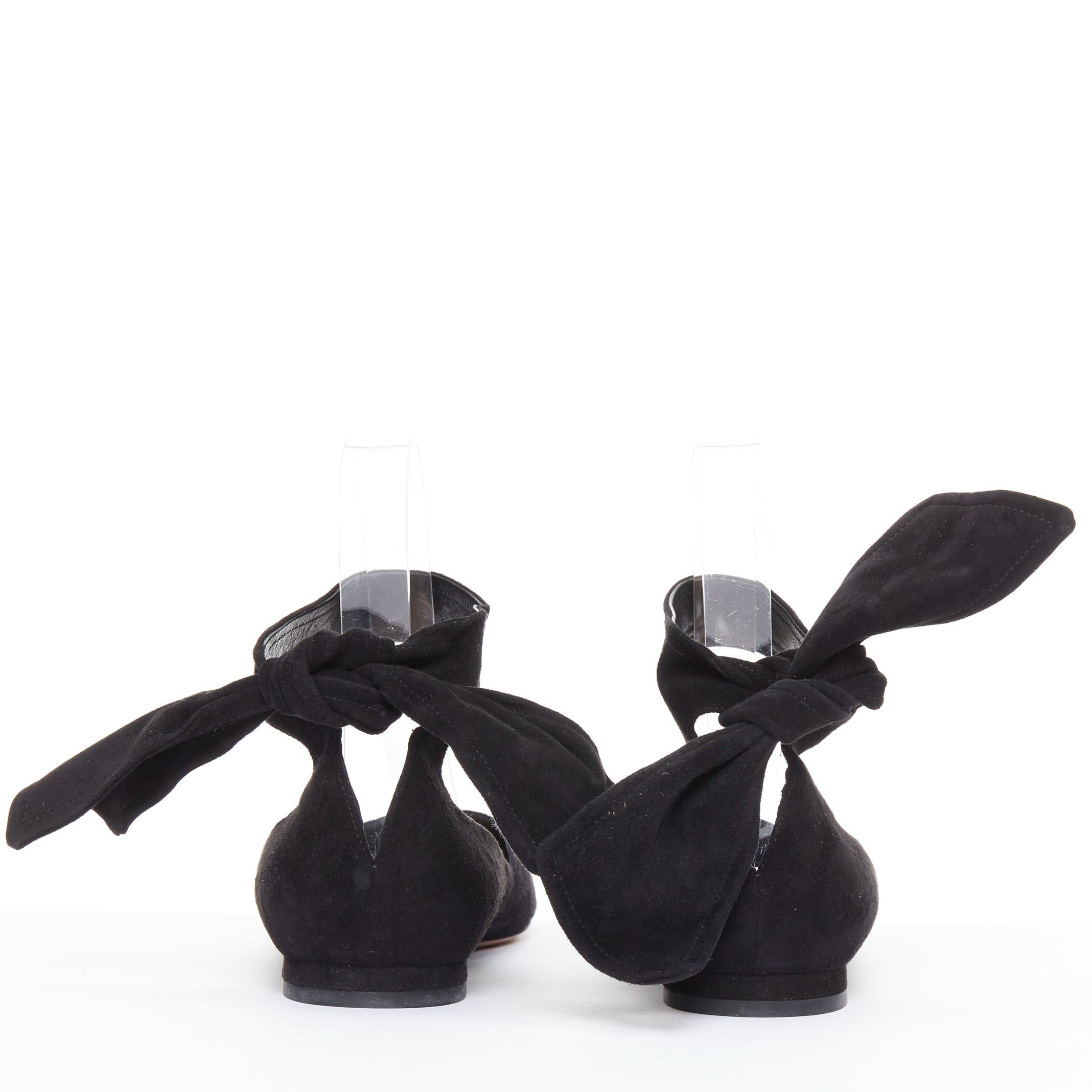 Dior CHRISTIAN DIOR La Belle D black suede ankle bow ballerina flats EU37 Size US 7 / IT 37 - 5 Thumbnail