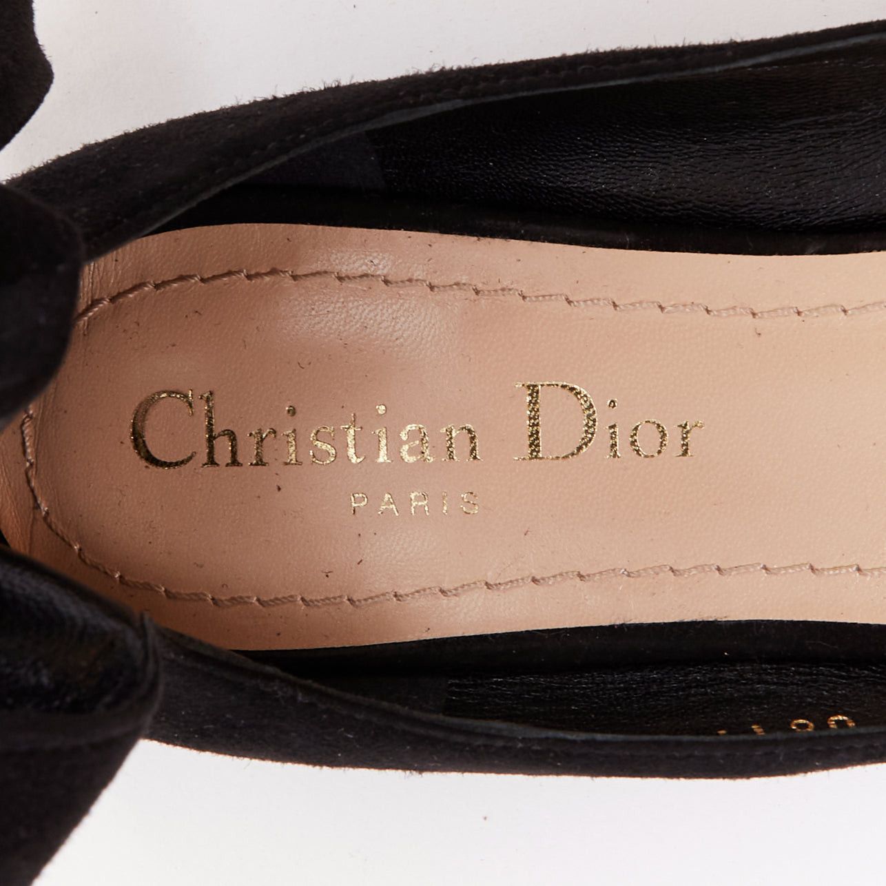 Dior CHRISTIAN DIOR La Belle D black suede ankle bow ballerina flats EU37 Size US 7 / IT 37 - 9 Thumbnail