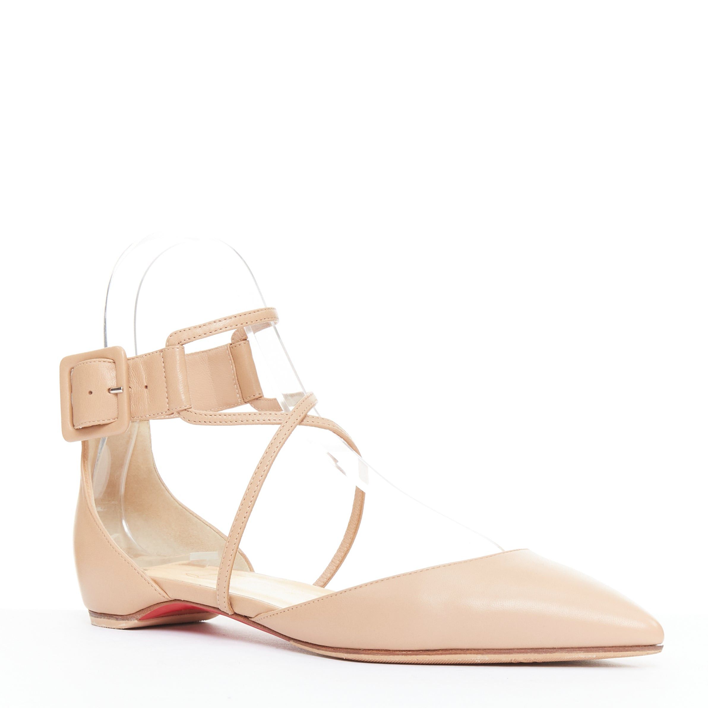 Christian Louboutin CHRISTIAN LOUBOUTIN Suzanna D'Orsay nude leather strappy flats EU37 Size US 7 / IT 37 - 2 Thumbnail