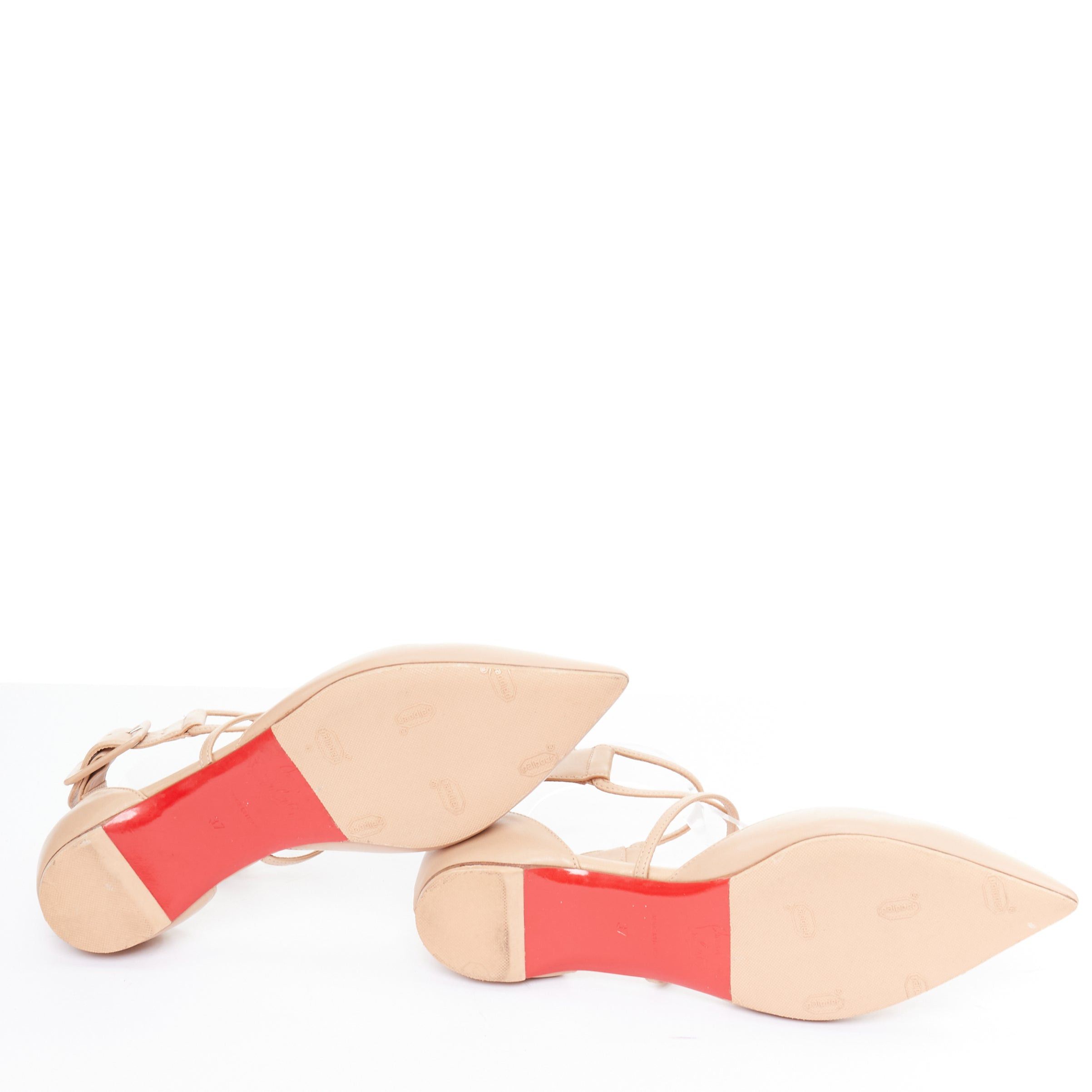 Christian Louboutin CHRISTIAN LOUBOUTIN Suzanna D'Orsay nude leather strappy flats EU37 Size US 7 / IT 37 - 11 Thumbnail