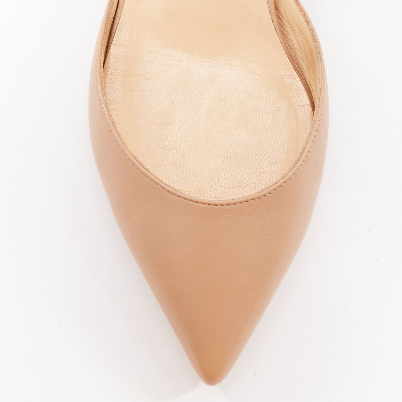 Christian Louboutin CHRISTIAN LOUBOUTIN Suzanna D'Orsay nude leather strappy flats EU37 Size US 7 / IT 37 - 6 Thumbnail