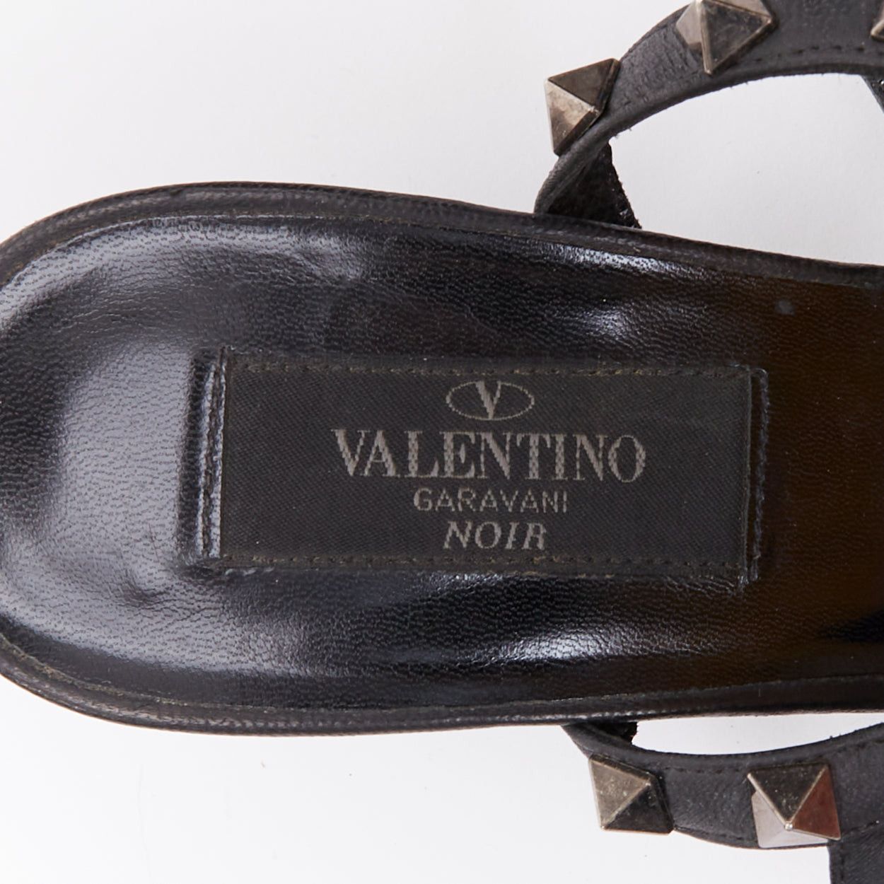 Valentino VALENTINO Rockstud Noir black horsehair silver studs pointy cage sandals EU37.5 Size US 7.5 / IT 37.5 - 9 Thumbnail