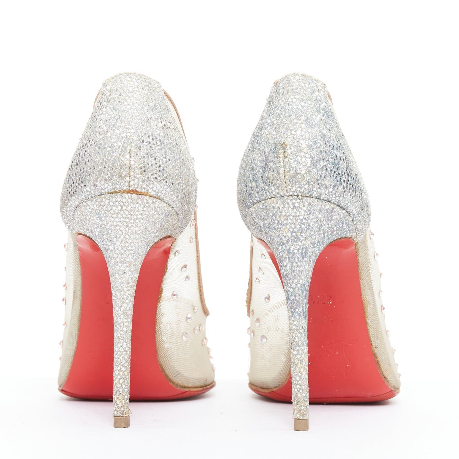 Christian Louboutin CHRISTIAN LOUBOUTIN Follies 100 clear mesh silver strass bridal pump EU35.5 Size US 5.5 / IT 35.5 - 5 Thumbnail