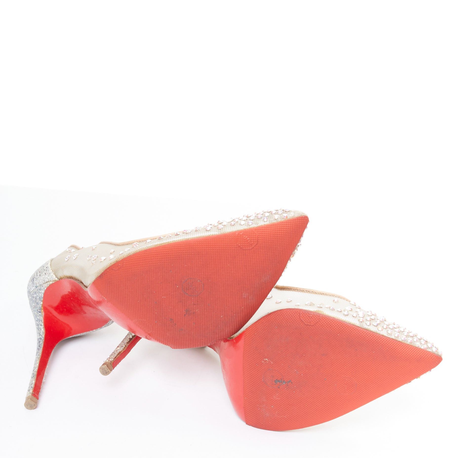 Christian Louboutin CHRISTIAN LOUBOUTIN Follies 100 clear mesh silver strass bridal pump EU35.5 Size US 5.5 / IT 35.5 - 11 Thumbnail