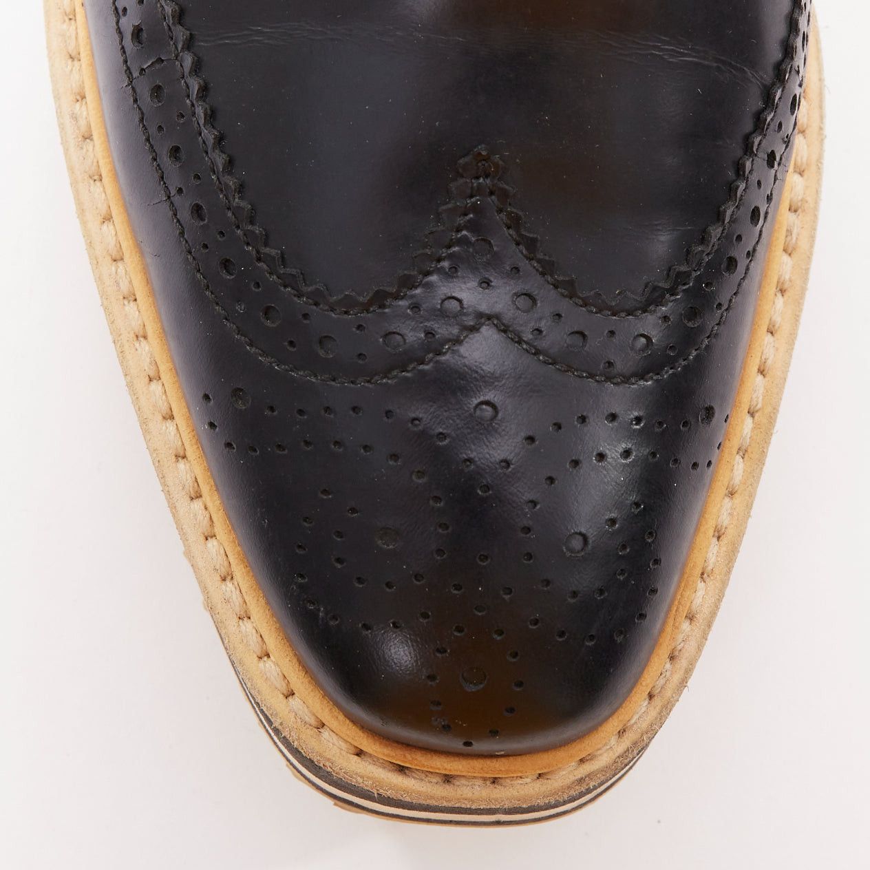 Prada PRADA Wingtip black white beige platform brogue oxfords EU37.5 Size US 7.5 / IT 37.5 - 7 Thumbnail