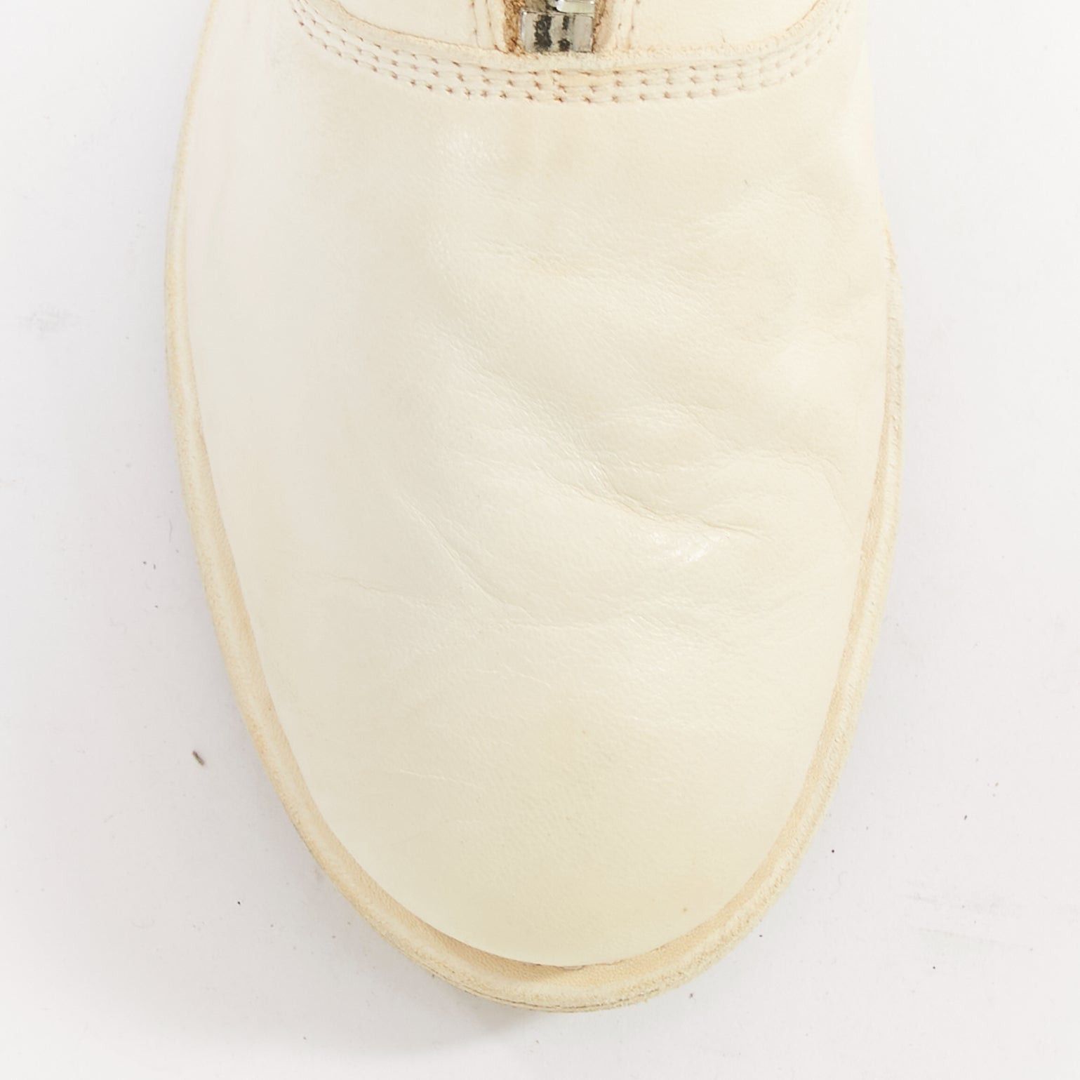 Guidi GUIDI 410 Soft Horse distressed off white leather silver zip front boots EU36 Size US 6 / IT 36 - 6 Thumbnail