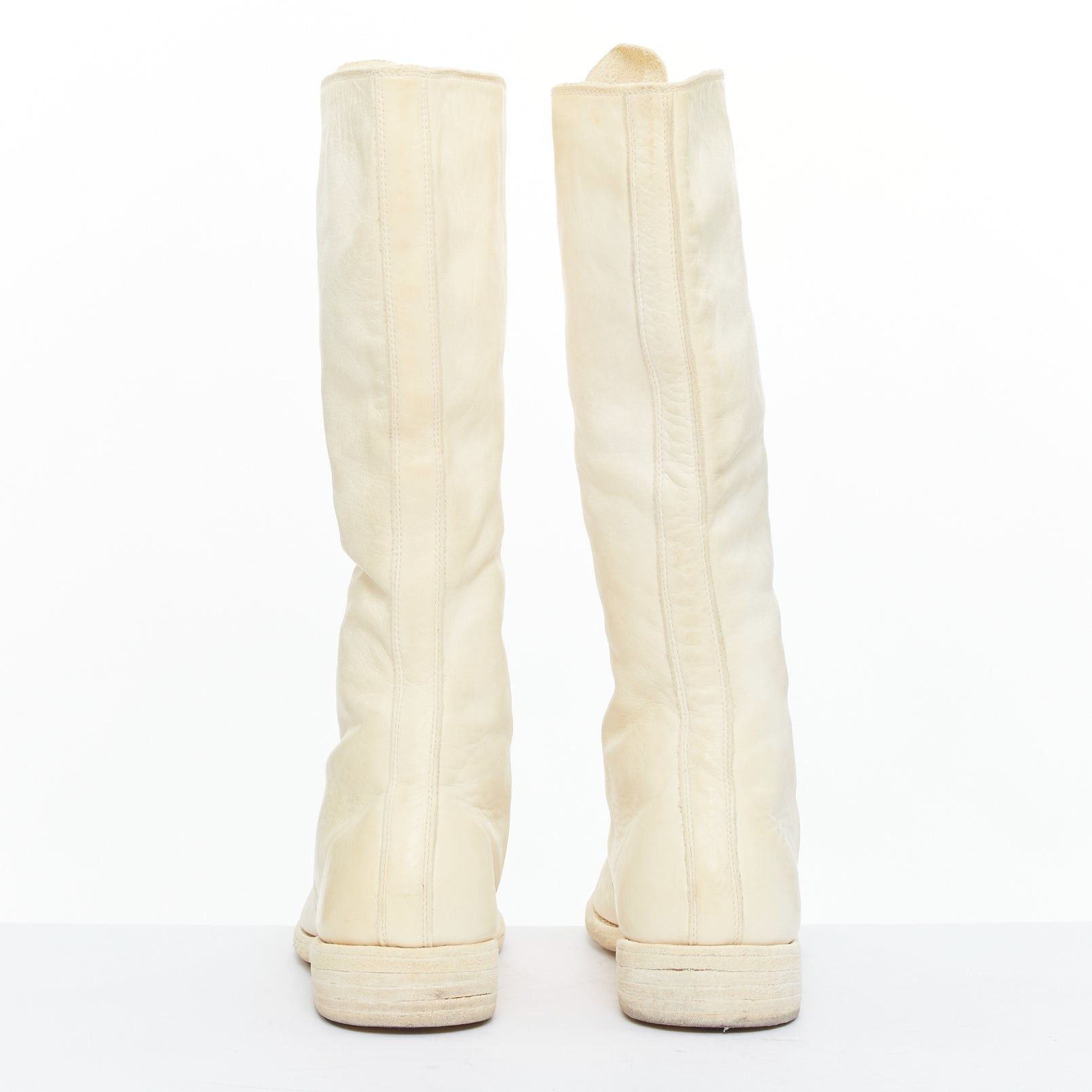 Guidi GUIDI 410 Soft Horse distressed off white leather silver zip front boots EU36 Size US 6 / IT 36 - 5 Thumbnail
