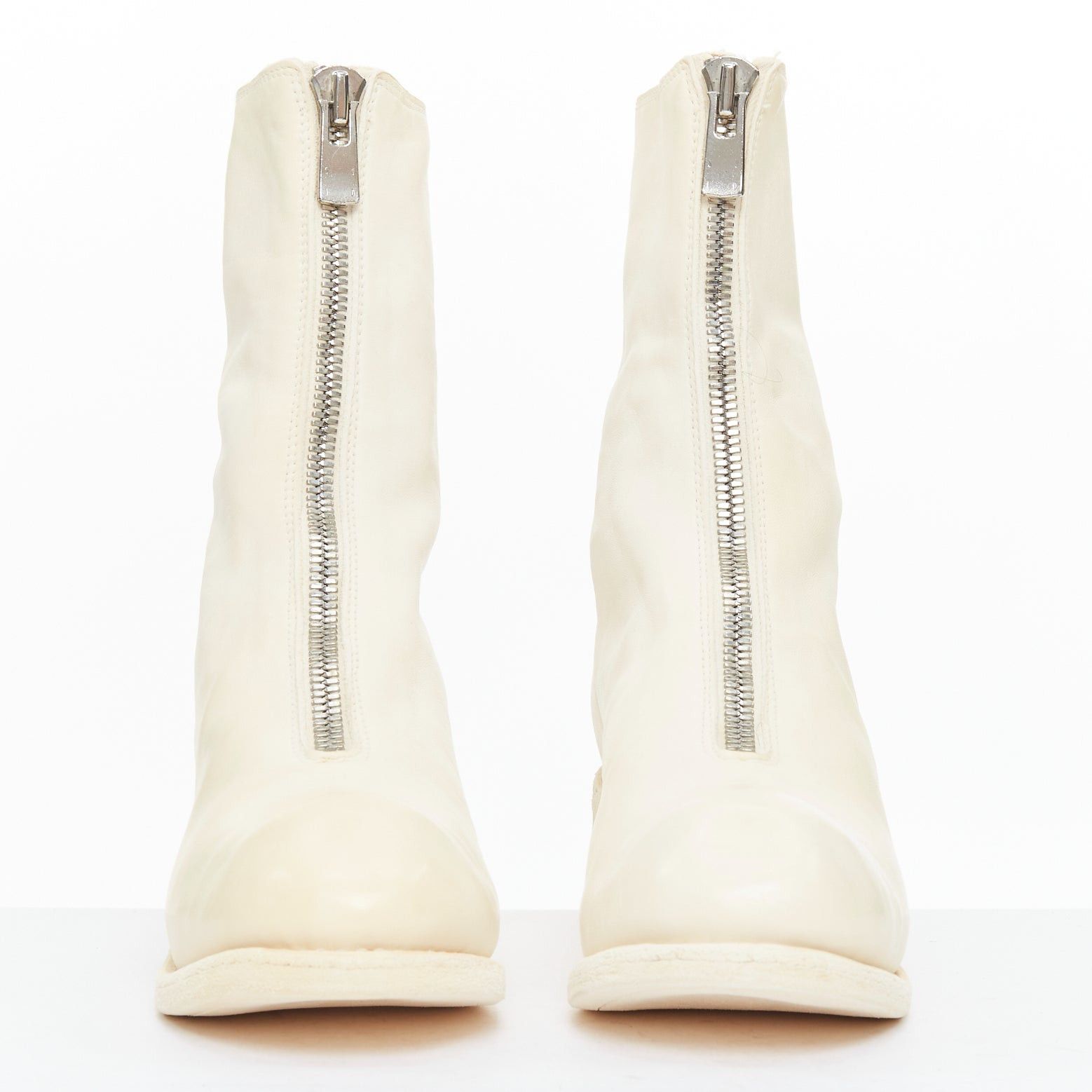 Guidi GUIDI PL2 Soft Horse cream full grain leather silver zip boots EU36 Size US 6 / IT 36 - 3 Thumbnail