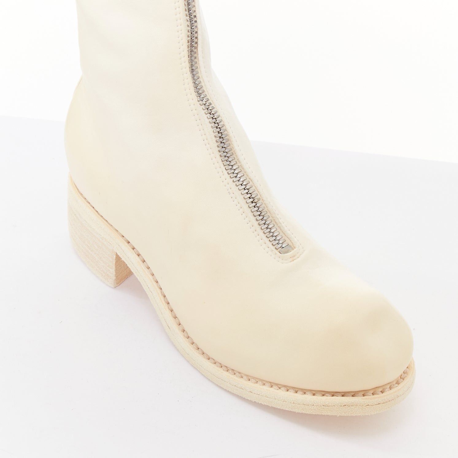 Guidi GUIDI PL2 Soft Horse cream full grain leather silver zip boots EU36 Size US 6 / IT 36 - 8 Thumbnail