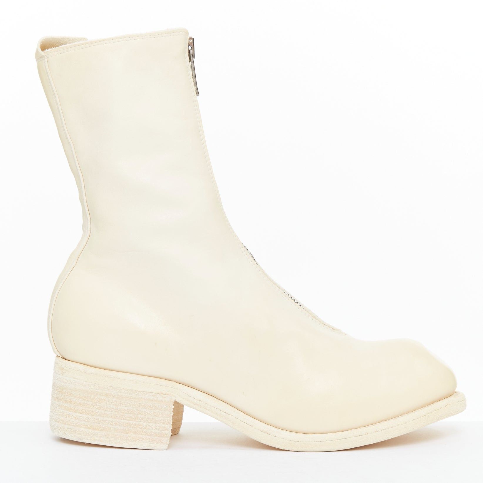 Guidi GUIDI PL2 Soft Horse cream full grain leather silver zip boots EU36 Size US 6 / IT 36 - 2 Thumbnail