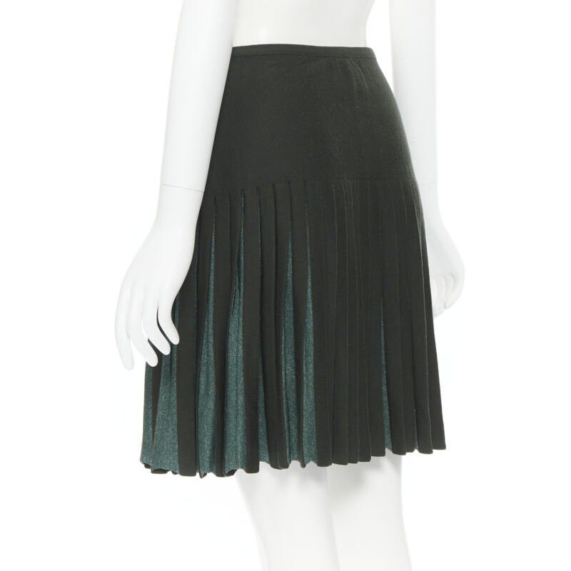Alaia vintage ALAIA dark green wool blend pleated hem wrap flared skirt FR40 M Size 28" / US 6 / IT 42 - 6 Thumbnail