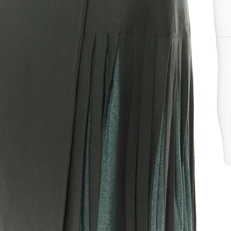 Alaia vintage ALAIA dark green wool blend pleated hem wrap flared skirt FR40 M Size 28" / US 6 / IT 42 - 8 Thumbnail