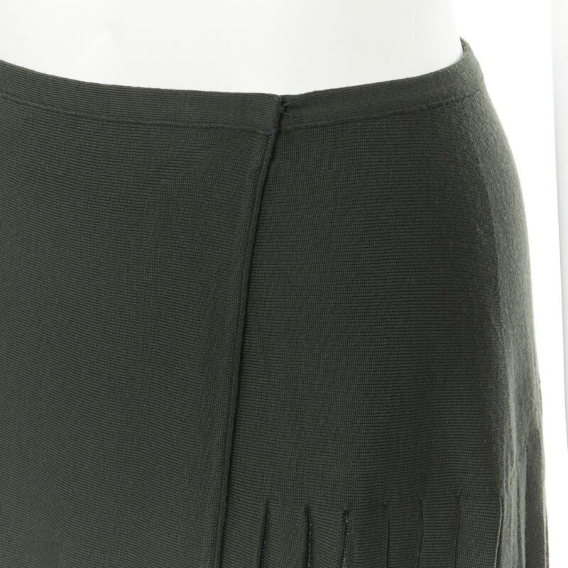 Alaia vintage ALAIA dark green wool blend pleated hem wrap flared skirt FR40 M Size 28" / US 6 / IT 42 - 7 Thumbnail