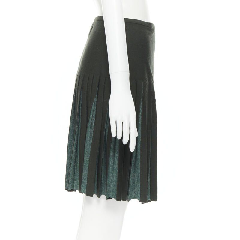 Alaia vintage ALAIA dark green wool blend pleated hem wrap flared skirt FR40 M Size 28" / US 6 / IT 42 - 4 Thumbnail
