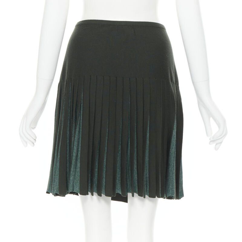 Alaia vintage ALAIA dark green wool blend pleated hem wrap flared skirt FR40 M Size 28" / US 6 / IT 42 - 5 Thumbnail