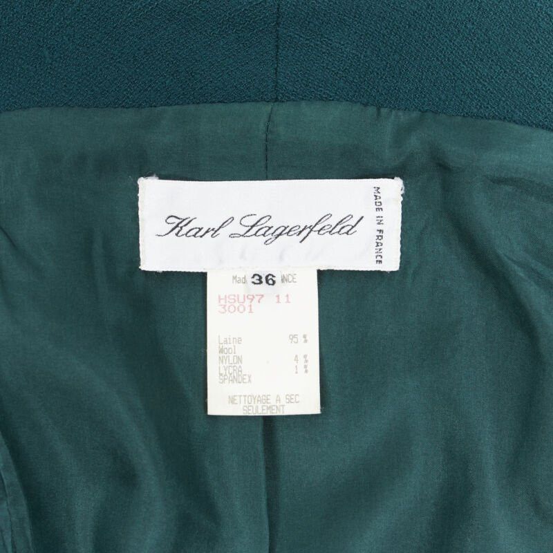 Karl Lagerfeld vintage KARL LAGERFELD green wool graphic button paneled blazer jacket FR36 Size M / US 6-8 / IT 42-44 - 11 Thumbnail