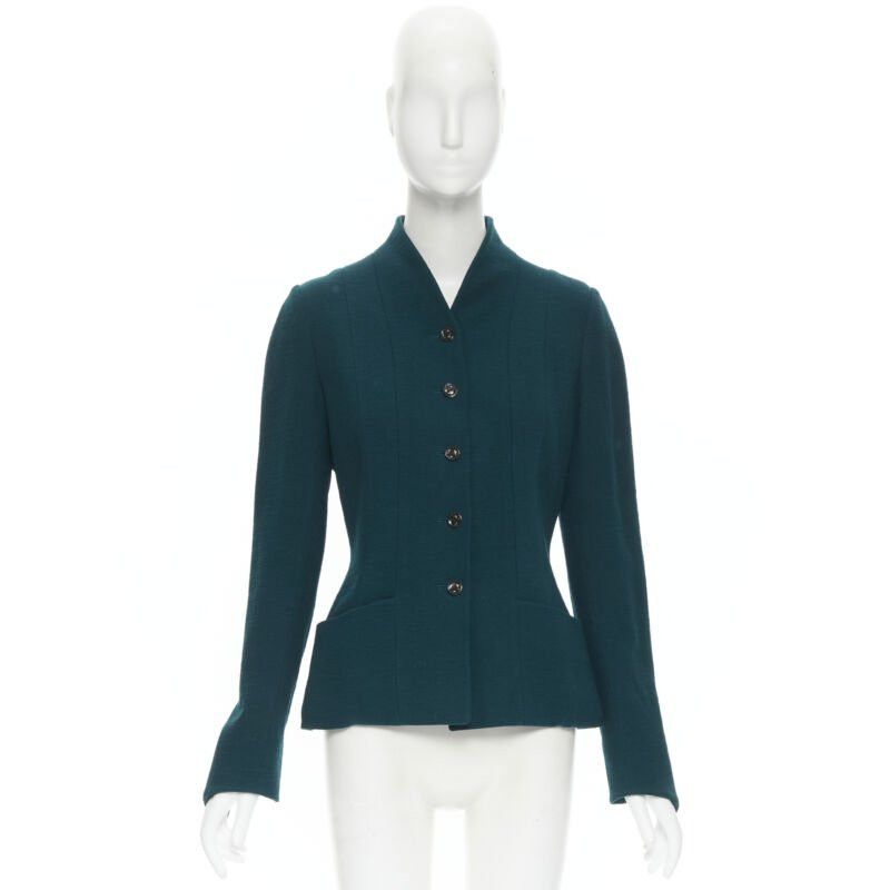 Karl Lagerfeld vintage KARL LAGERFELD green wool graphic button paneled blazer jacket FR36 Size M / US 6-8 / IT 42-44 - 12 Thumbnail