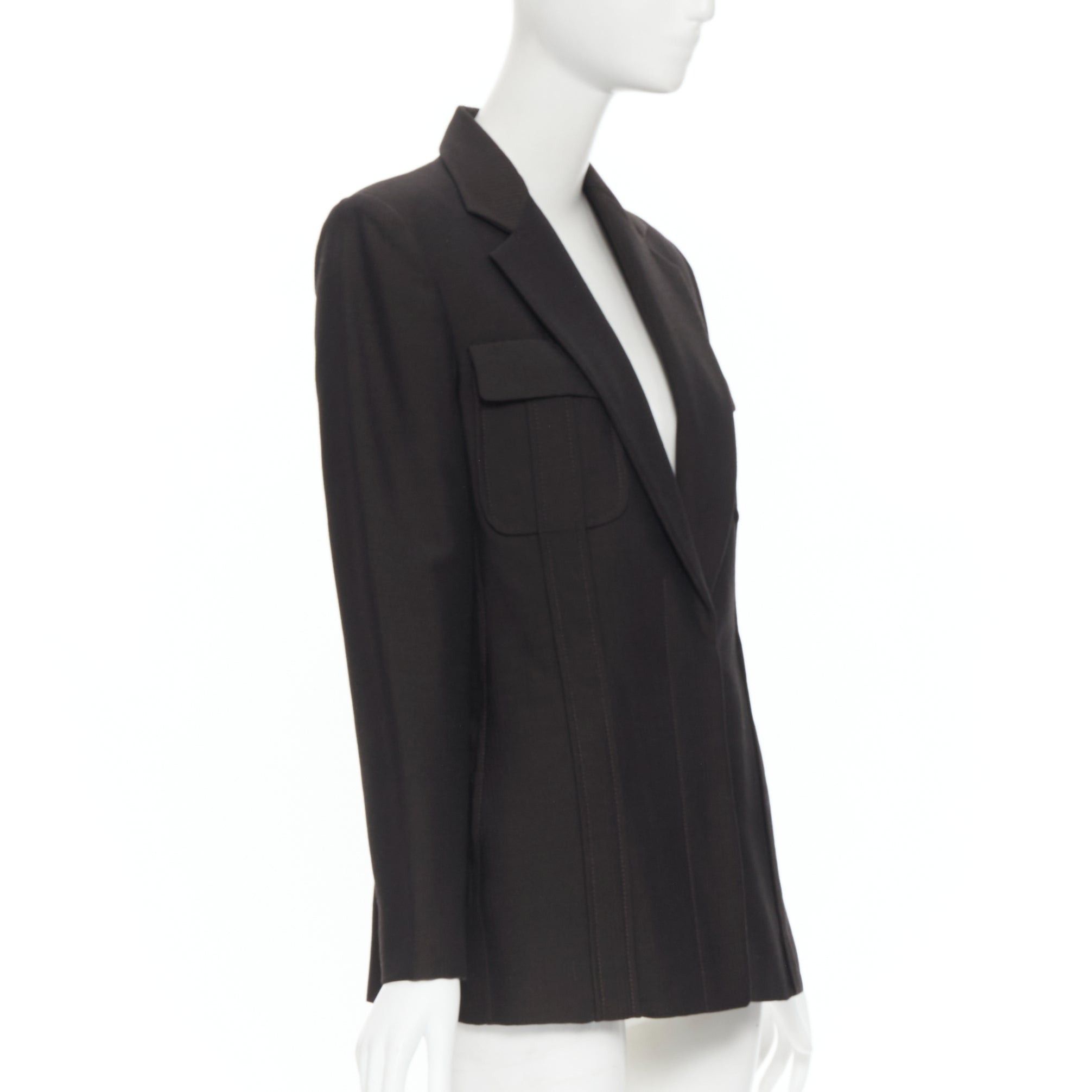 Gucci vintage GUCCI TOM FORD 1996 brown wool mohair dart front blazer pant set IT42 M Size 28" / US 6 / IT 42 - 4 Thumbnail