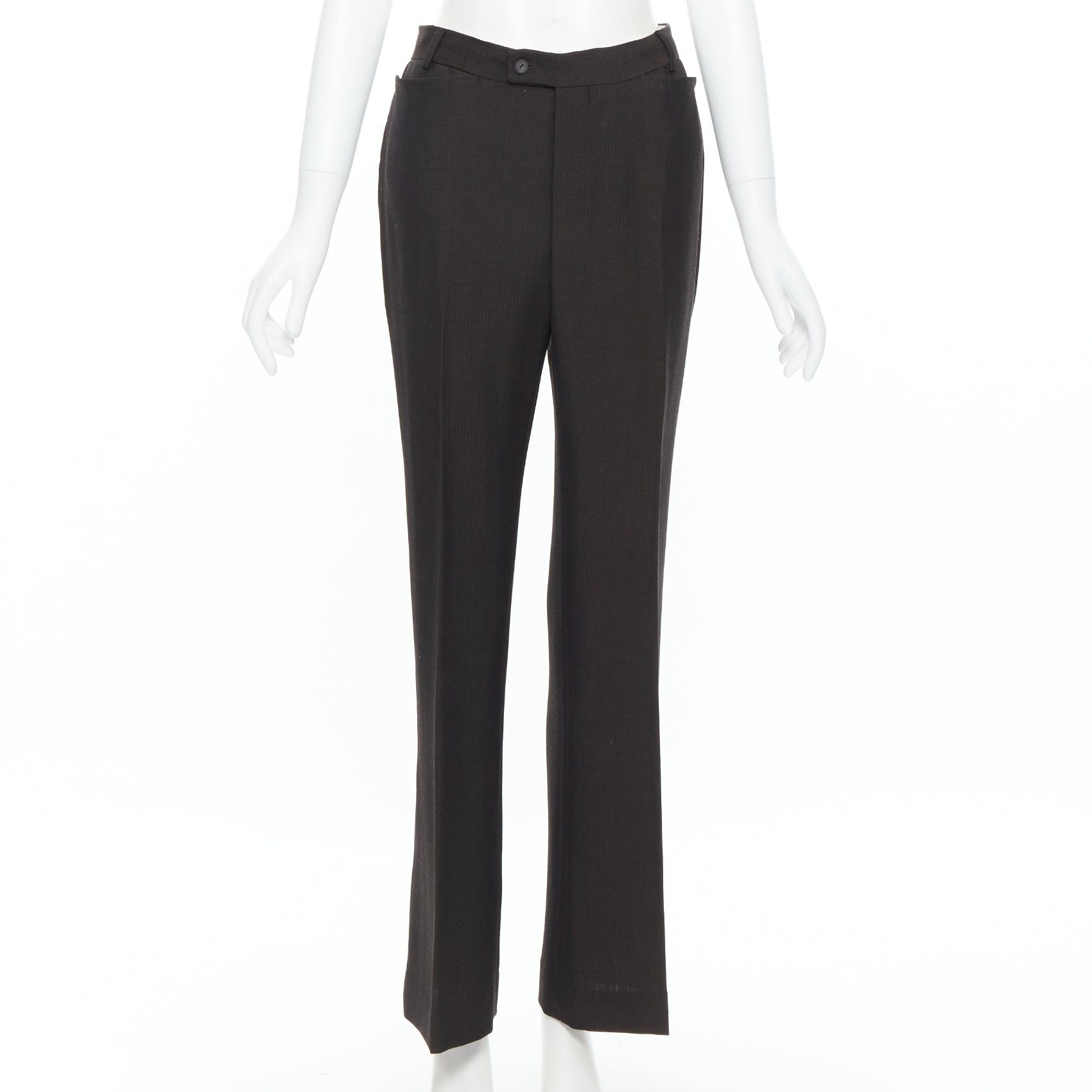 Gucci vintage GUCCI TOM FORD 1996 brown wool mohair dart front blazer pant set IT42 M Size 28" / US 6 / IT 42 - 10 Thumbnail