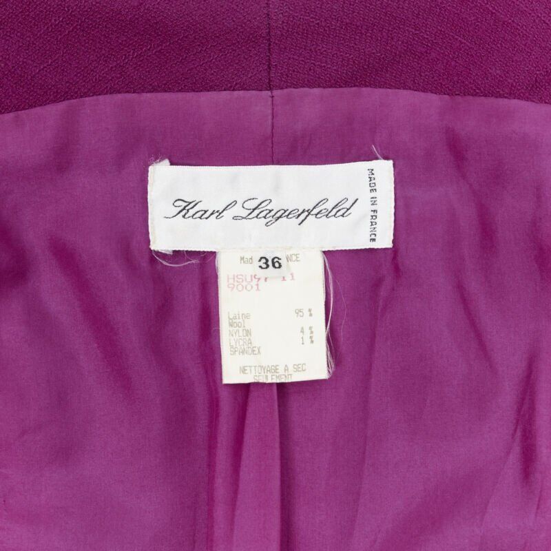 Karl Lagerfeld vintage KARL LAGERFELD purple wool graphic button paneled blazer skirt suit FR36 Size XS / US 0-2 / IT 36-38 - 11 Thumbnail