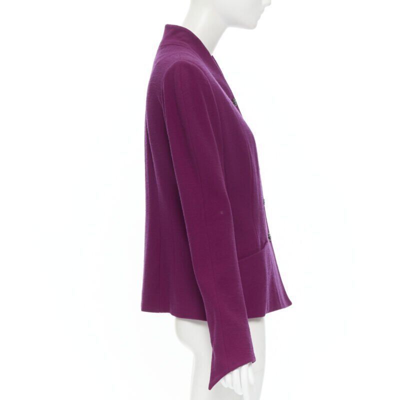 Karl Lagerfeld vintage KARL LAGERFELD purple wool graphic button paneled blazer skirt suit FR36 Size XS / US 0-2 / IT 36-38 - 5 Thumbnail