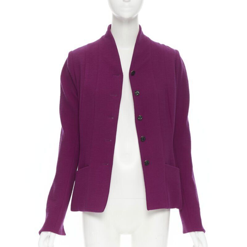 Karl Lagerfeld vintage KARL LAGERFELD purple wool graphic button paneled blazer skirt suit FR36 Size XS / US 0-2 / IT 36-38 - 3 Thumbnail