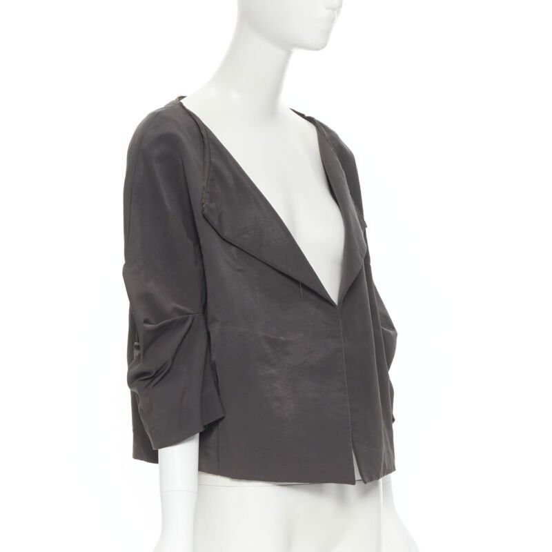 Marni MARNI grey polyester open front pinched sleeve rounded cocoon jacket IT44 Size M / US 6-8 / IT 42-44 - 3 Thumbnail