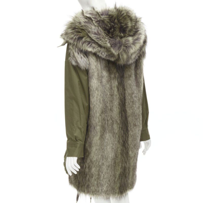 Stella McCartney STELLA MCCARTNEY brown faux fur military green drawstring parka FR34 XS Size XS / US 0-2 / IT 36-38 - 6 Thumbnail