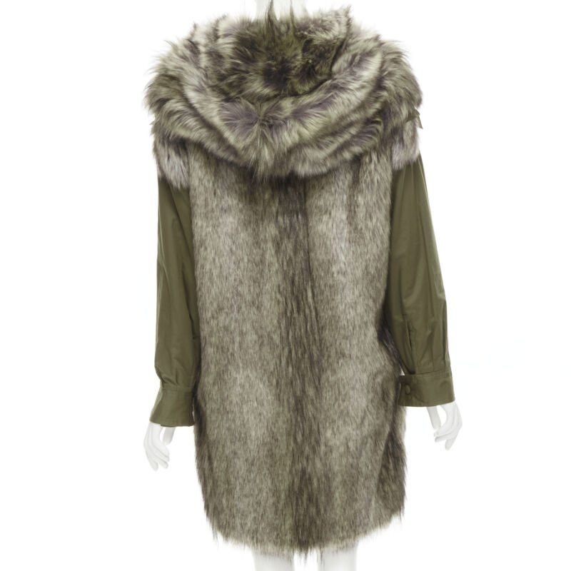 Stella McCartney STELLA MCCARTNEY brown faux fur military green drawstring parka FR34 XS Size XS / US 0-2 / IT 36-38 - 5 Thumbnail