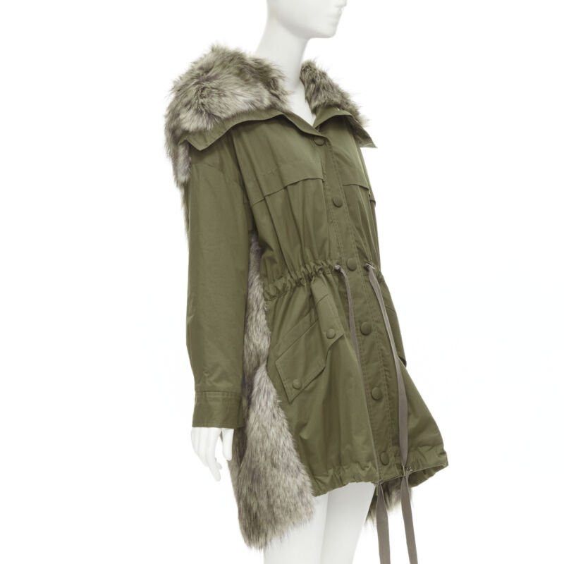 Stella McCartney STELLA MCCARTNEY brown faux fur military green drawstring parka FR34 XS Size XS / US 0-2 / IT 36-38 - 3 Thumbnail