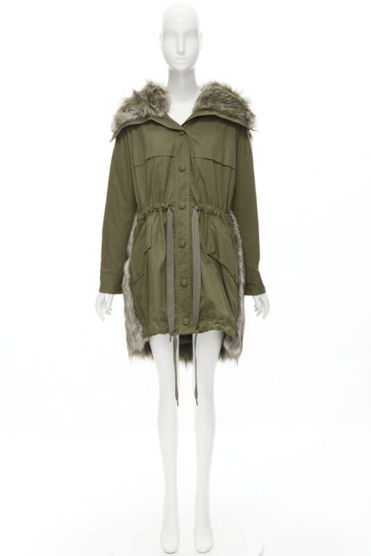 Stella McCartney STELLA MCCARTNEY brown faux fur military green drawstring parka FR34 XS Size XS / US 0-2 / IT 36-38 - 9 Thumbnail
